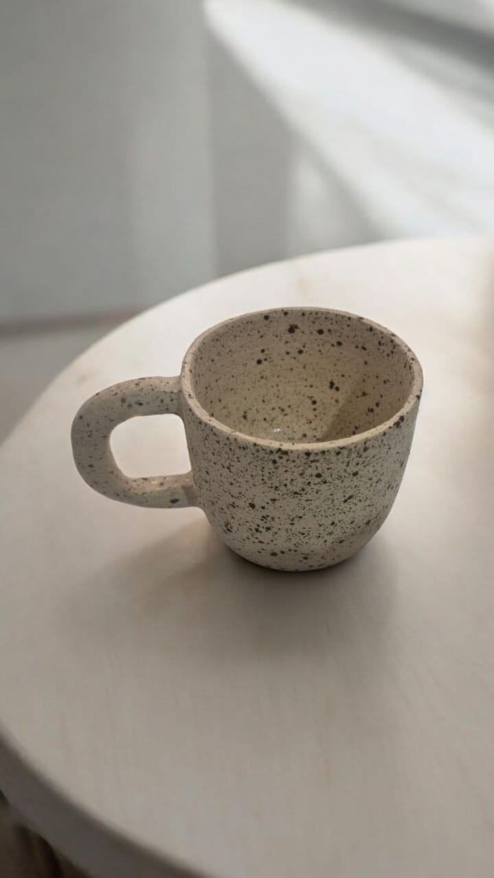 Handmade Beige Dotted Coffee Cup