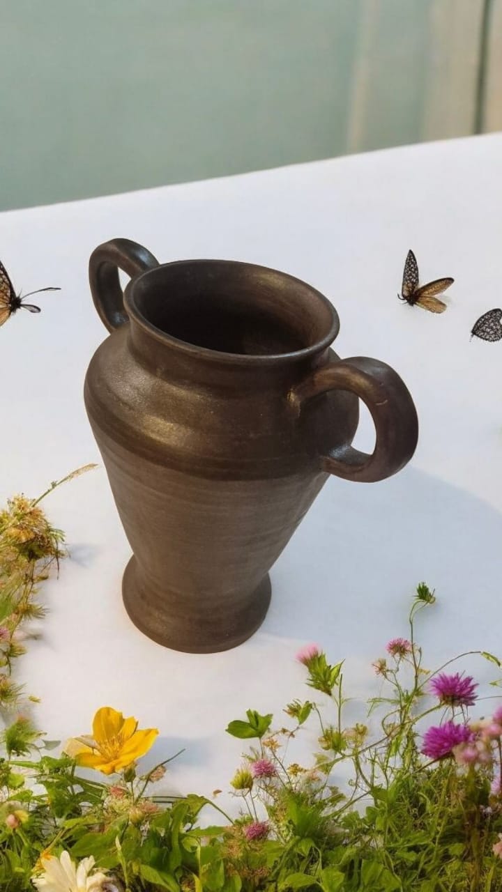 Ancient Black Amphora – Handcrafted Ceramic Vase by Pia Ceramic