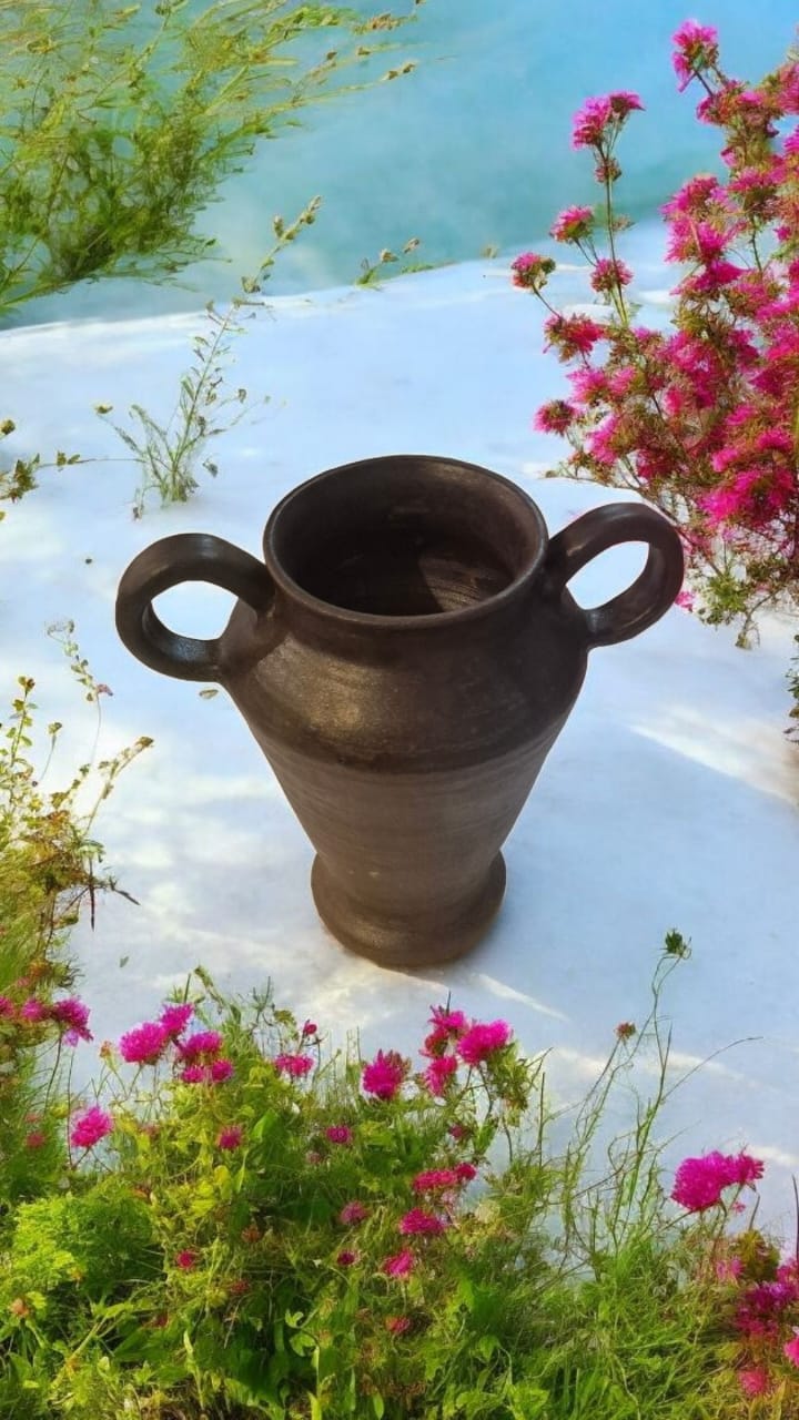 Ancient Black Amphora – Handcrafted Ceramic Vase by Pia Ceramic